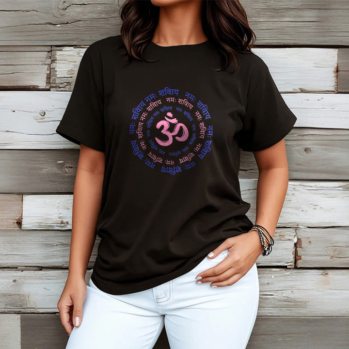 Buddha Stones OM Mantra Charakter Sanskryt Bawełniana Koszulka T-shirt - image 14