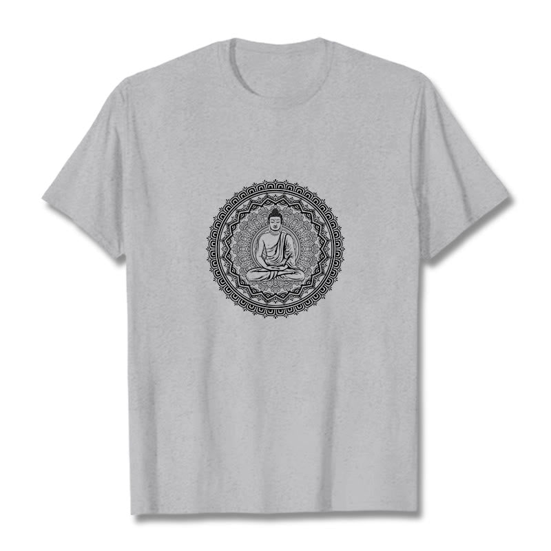 Koszulka z bawełny z motywem Buddha Stones - Jasnoszary - 2XL - image 15