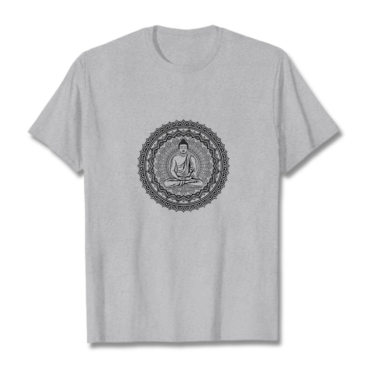 Koszulka z bawełny z motywem Buddha Stones - Jasnoszary - 2XL - image 14