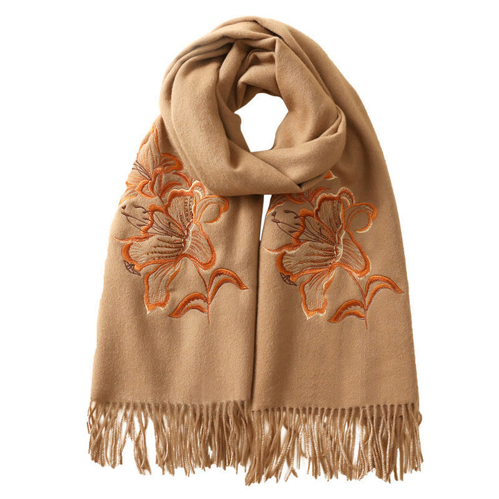 Buddha Stones Kamienie Lilia Haft Chwost Zimowy Przytulny Szal Podróżny Otulacz