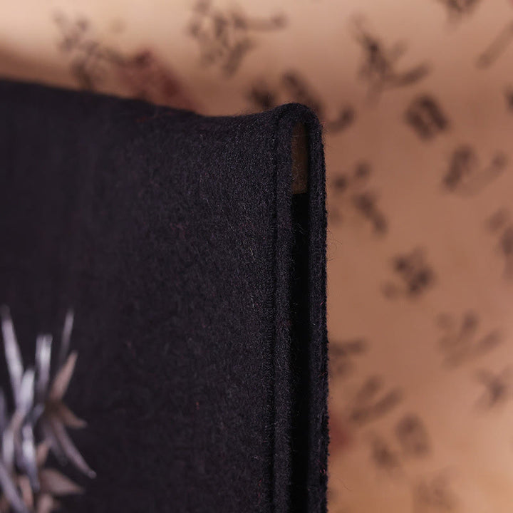 Szal z wełny z Buddha Stones, haft z liści bambusa, frędzle, zimowy, przytulny szalik podróżny - image 3