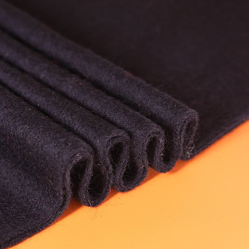 Szal z wełny z Buddha Stones, haft z liści bambusa, frędzle, zimowy, przytulny szalik podróżny - image 2