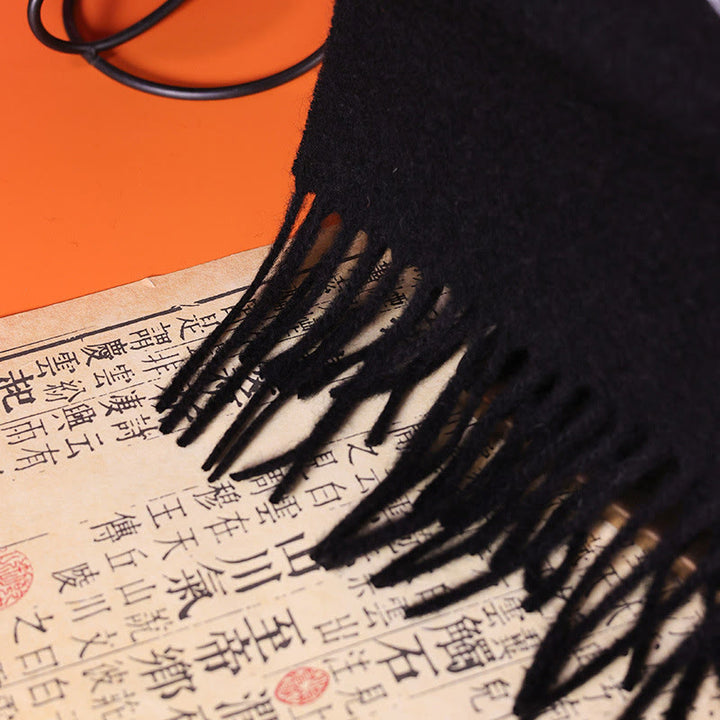 Szal z wełny z Buddha Stones, haft z liści bambusa, frędzle, zimowy, przytulny szalik podróżny - image 4