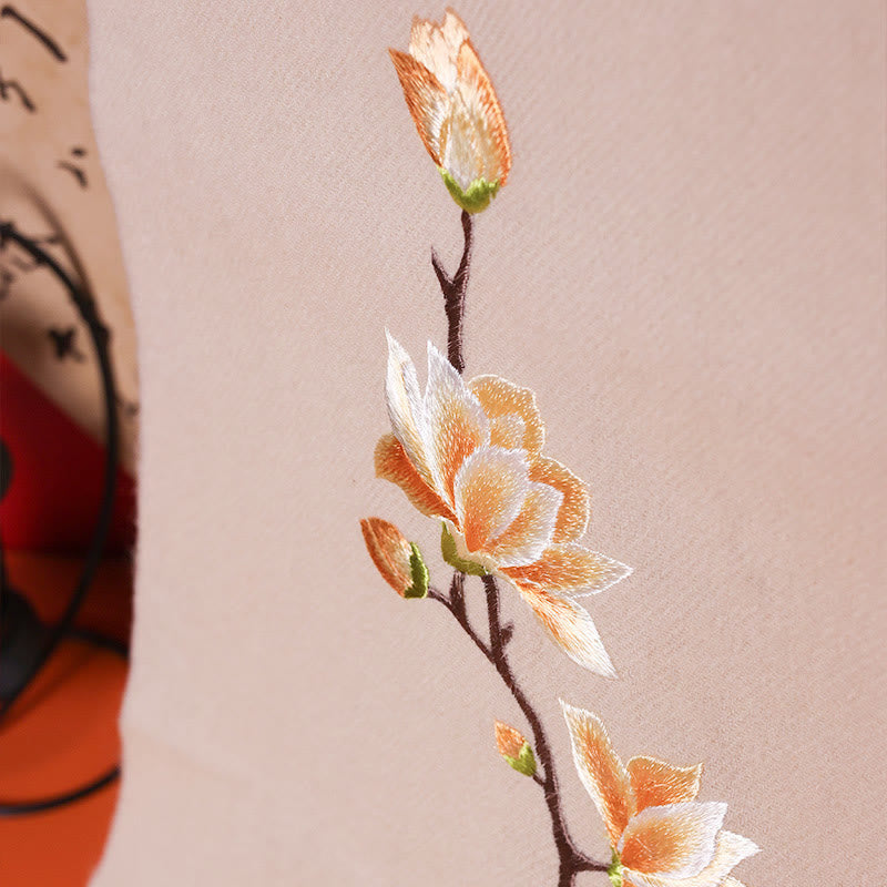 Szal z wełny z Buddha Stones Yulan Magnolia Haftowany frędzel Zimowy przytulny szalik podróżny - image 1