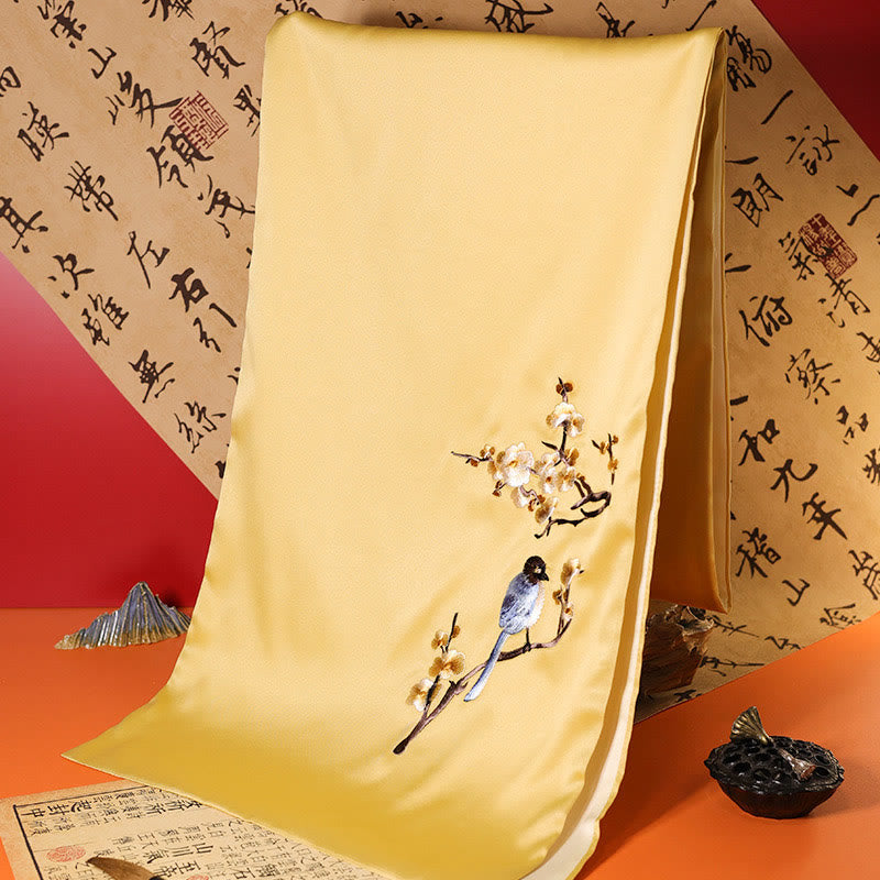 Buddha Stones Poliester Szal Yulan Motyl Bambus Sroka Suzhou Haft Zimowy Przytulny Podróżny Szalik Otulacz - Gałąź sroki mokasynowej 183*32cm - image 8