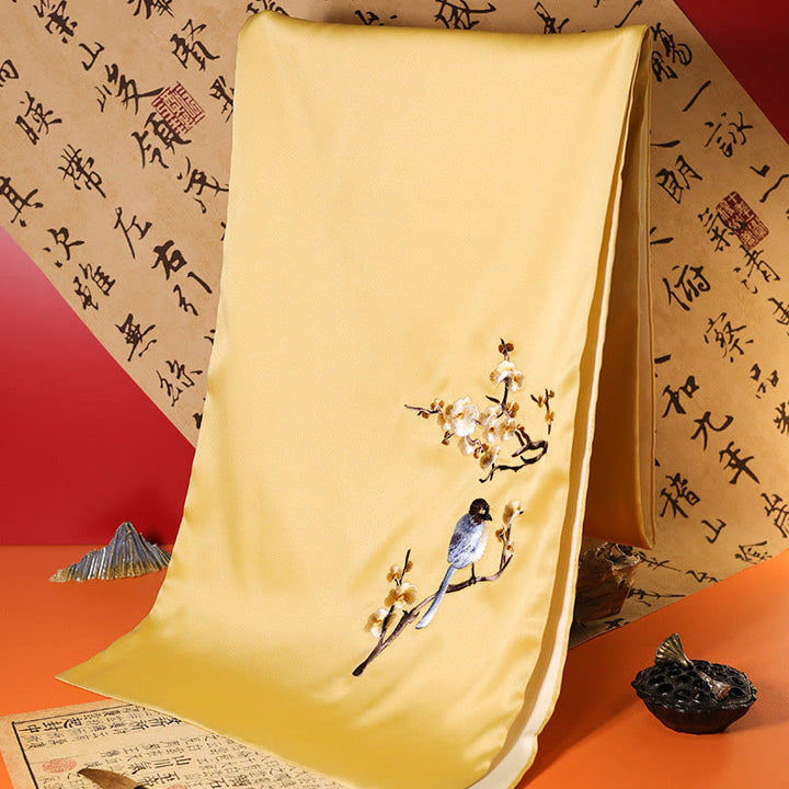 Buddha Stones Poliester Szal Yulan Motyl Bambus Sroka Suzhou Haft Zimowy Przytulny Podróżny Szalik Otulacz - Gałąź sroki mokasynowej 183*32cm - image 8