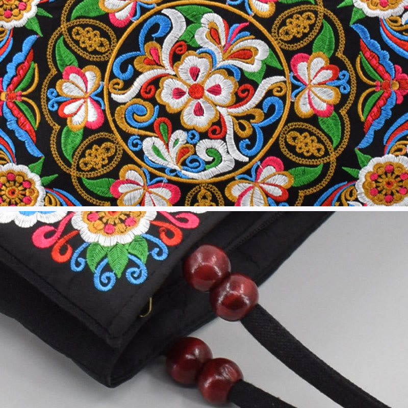 Buddha Stones Galsang Inula Kwiat Piwonia Paw Dwustronny Haft Płótno Torebka Na Zakupy Torebka