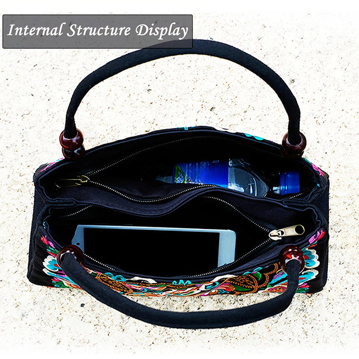 Buddha Stones Galsang Inula Kwiat Piwonia Paw Dwustronny Haft Płótno Torebka Na Zakupy Torebka