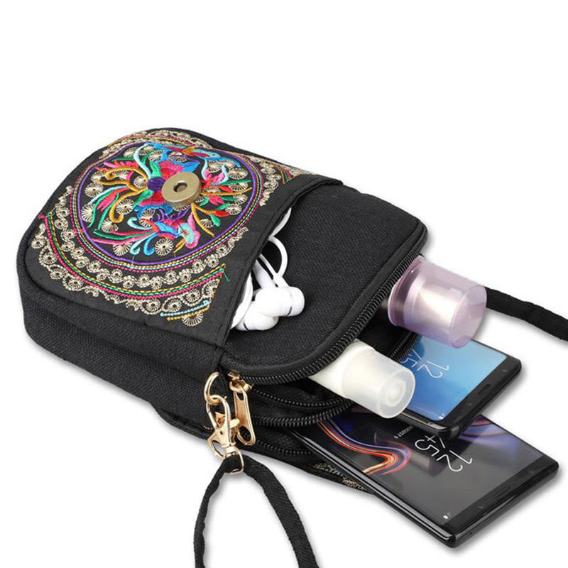 Buddha Stones Inula Piwonia Haft Płótno Torebka na Zakupy Torebka Torebka Crossbody