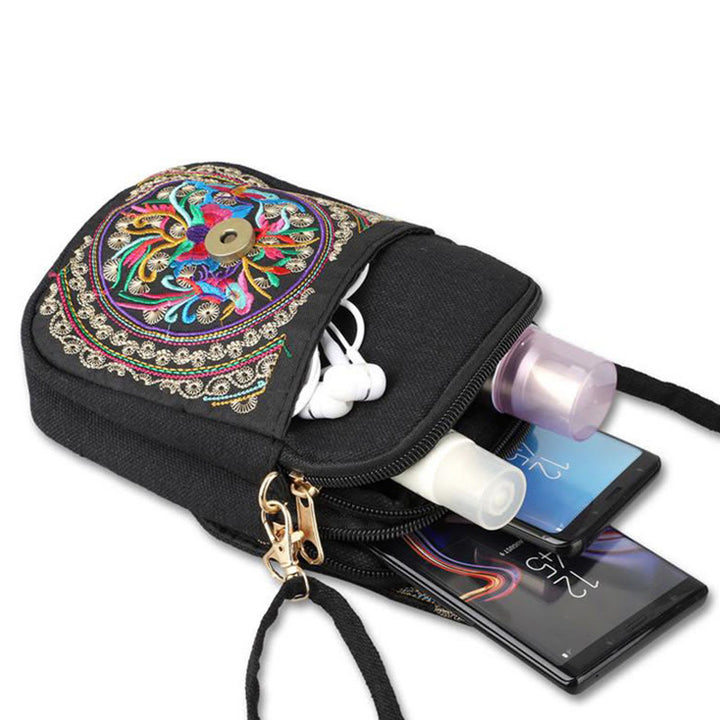 Buddha Stones Inula Piwonia Haft Płótno Torebka na Zakupy Torebka Torebka Crossbody