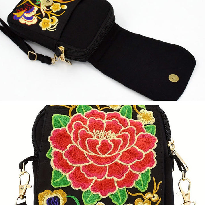 Buddha Stones Inula Piwonia Haft Płótno Torebka na Zakupy Torebka Torebka Crossbody