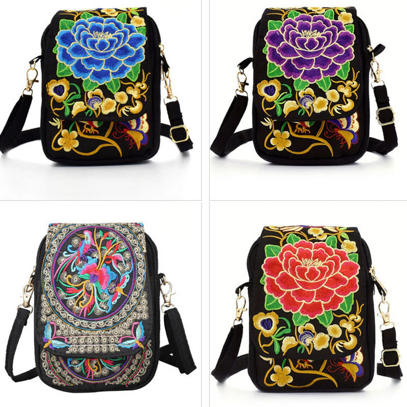 Buddha Stones Inula Piwonia Haft Płótno Torebka na Zakupy Torebka Torebka Crossbody