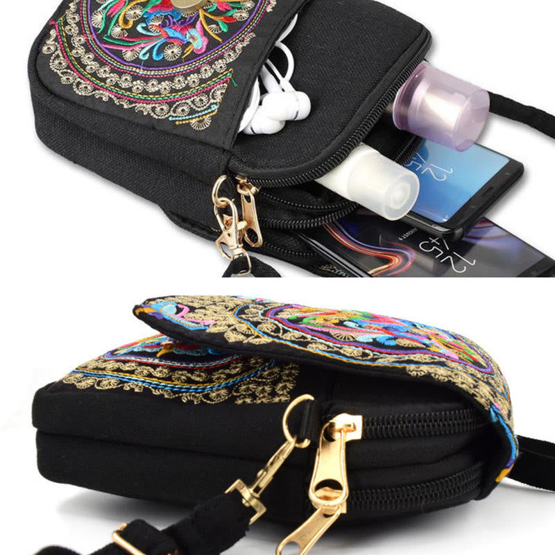 Buddha Stones Inula Piwonia Haft Płótno Torebka na Zakupy Torebka Torebka Crossbody