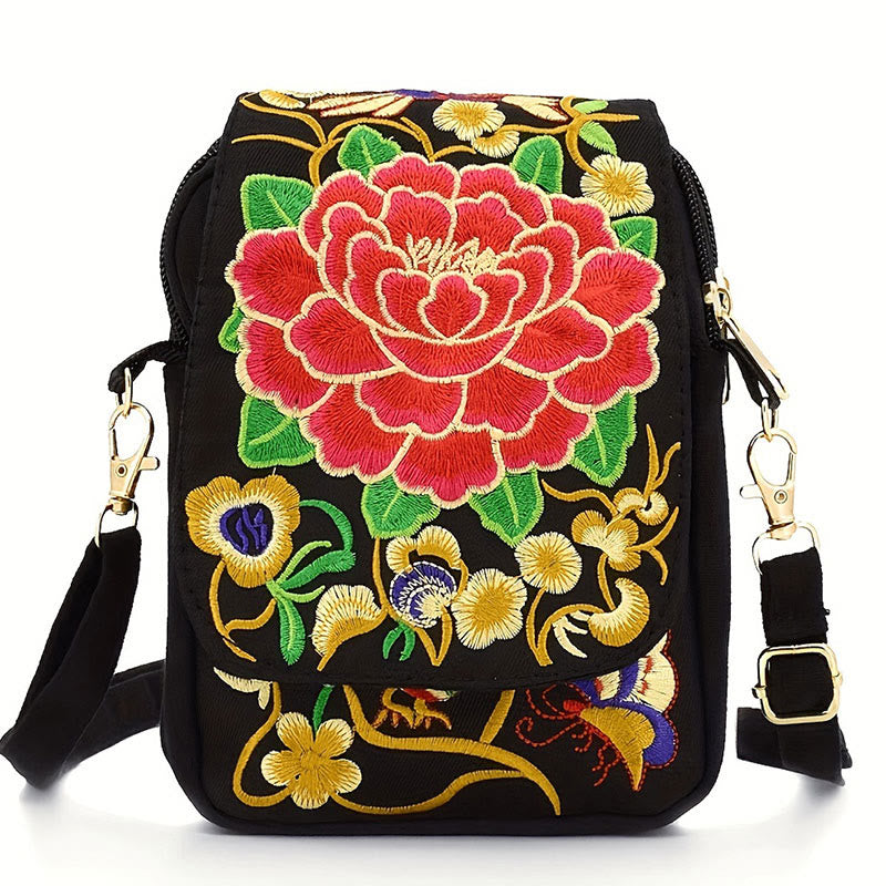 Buddha Stones Inula Piwonia Haft Płótno Torebka na Zakupy Torebka Torebka Crossbody