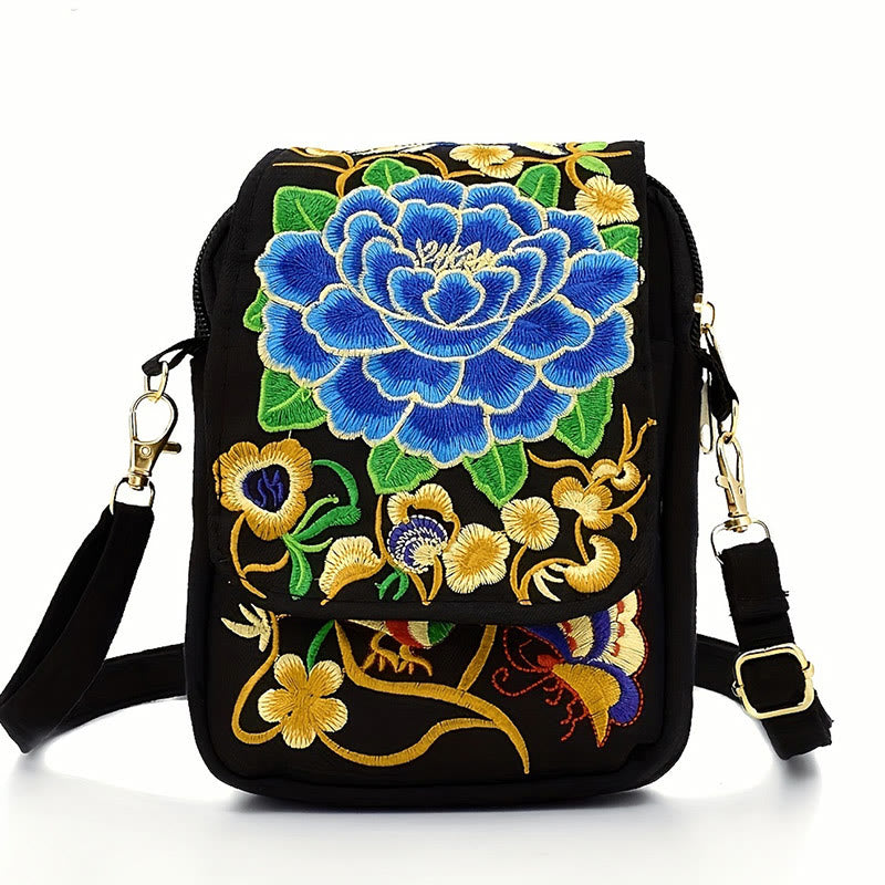 Buddha Stones Inula Piwonia Haft Płótno Torebka na Zakupy Torebka Torebka Crossbody