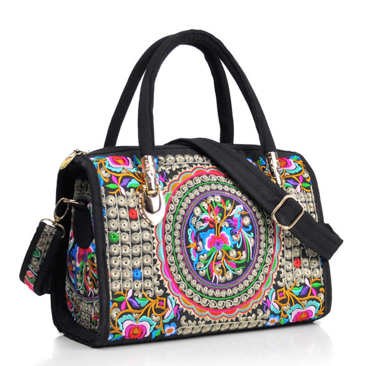 Buddha Stones Drzewko Pieniędzy Piwonia Kamelia Dwustronny Haft Płótno Torebka Na Zakupy Torebka Torebka Crossbody