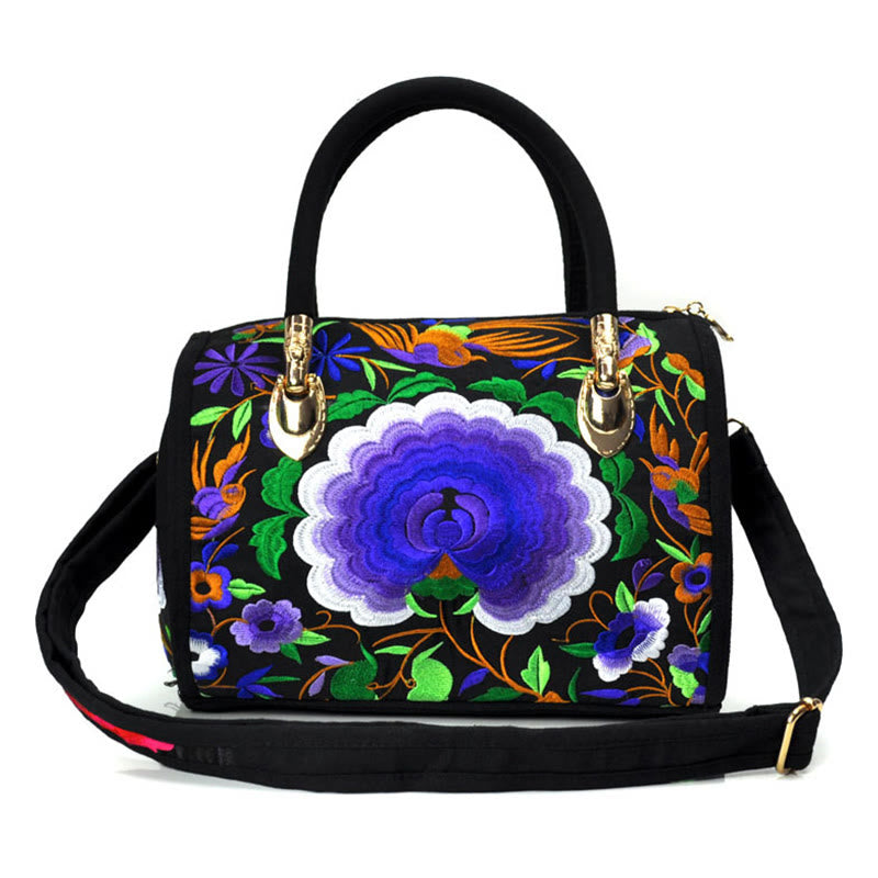 Buddha Stones Drzewko Pieniędzy Piwonia Kamelia Dwustronny Haft Płótno Torebka Na Zakupy Torebka Torebka Crossbody
