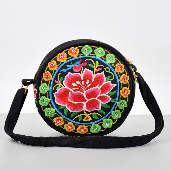 Buddha Stones Drzewo Pieniędzy Galsang Inula Kwiat Piwonia Róża Paw Dwustronny Haft Płótno Torebka Na Zakupy Torebka Torebka Crossbody