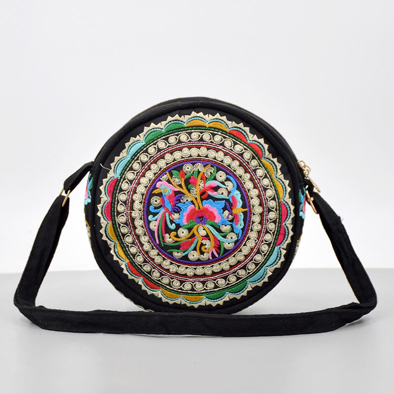 Buddha Stones Drzewo Pieniędzy Galsang Inula Kwiat Piwonia Róża Paw Dwustronny Haft Płótno Torebka Na Zakupy Torebka Torebka Crossbody