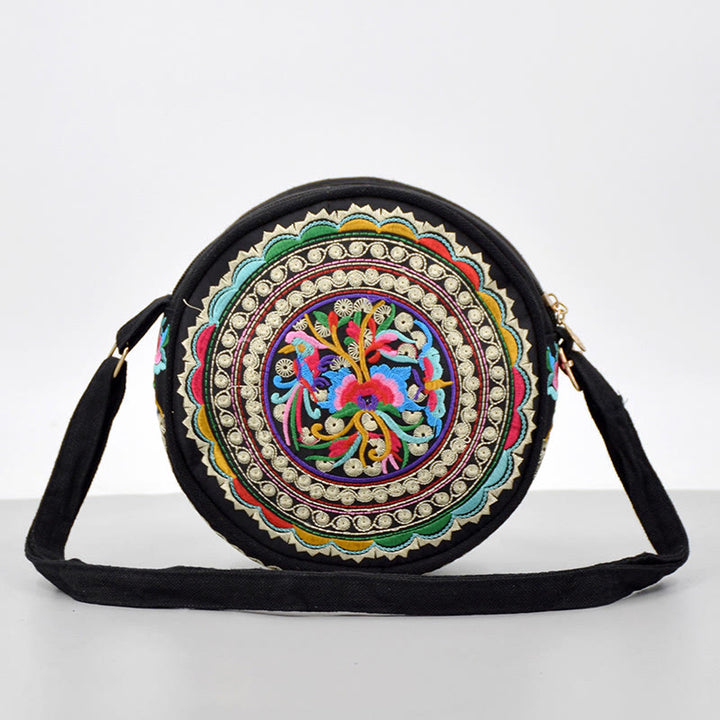 Buddha Stones Drzewo Pieniędzy Galsang Inula Kwiat Piwonia Róża Paw Dwustronny Haft Płótno Torebka Na Zakupy Torebka Torebka Crossbody