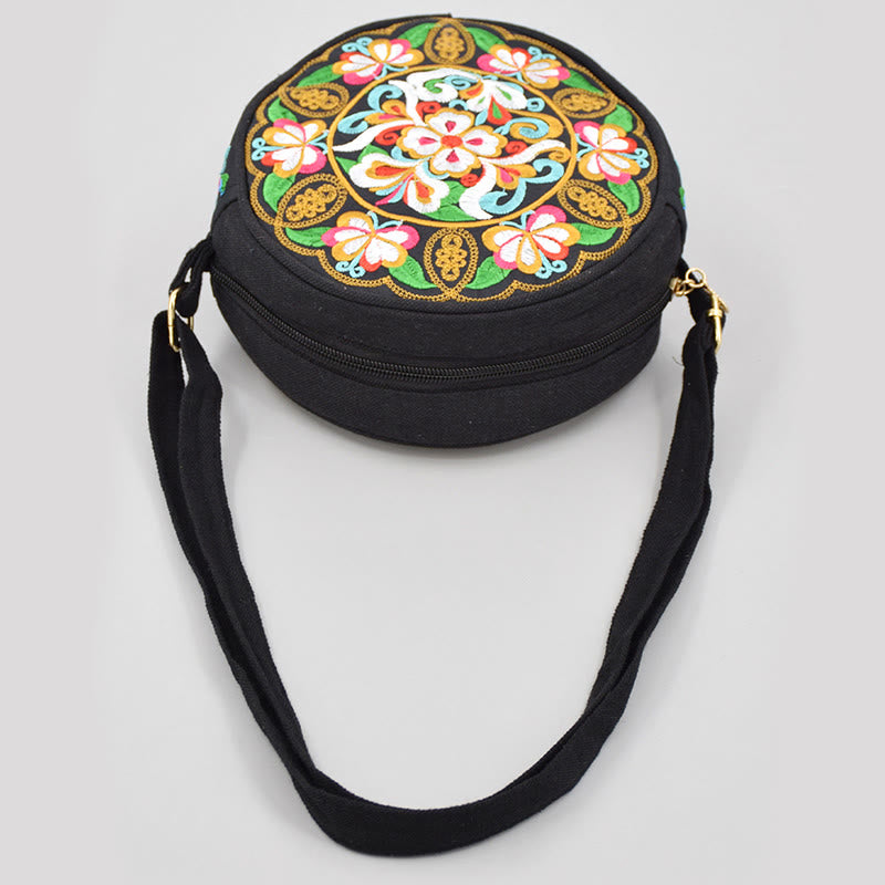 Buddha Stones Drzewo Pieniędzy Galsang Inula Kwiat Piwonia Róża Paw Dwustronny Haft Płótno Torebka Na Zakupy Torebka Torebka Crossbody