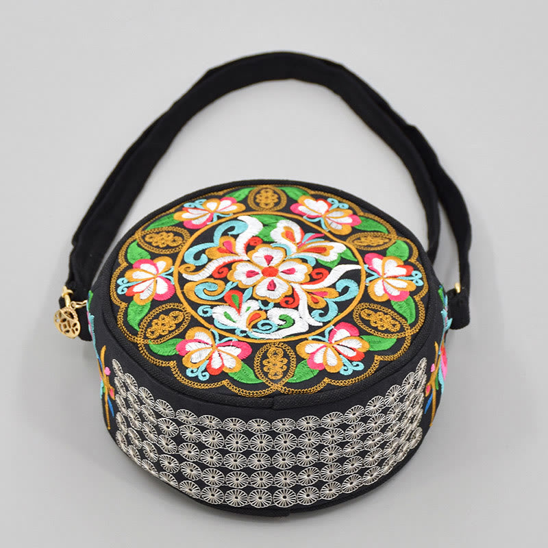 Buddha Stones Drzewo Pieniędzy Galsang Inula Kwiat Piwonia Róża Paw Dwustronny Haft Płótno Torebka Na Zakupy Torebka Torebka Crossbody