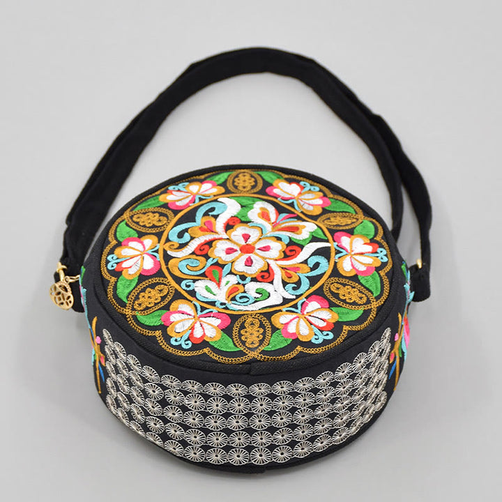 Buddha Stones Drzewo Pieniędzy Galsang Inula Kwiat Piwonia Róża Paw Dwustronny Haft Płótno Torebka Na Zakupy Torebka Torebka Crossbody