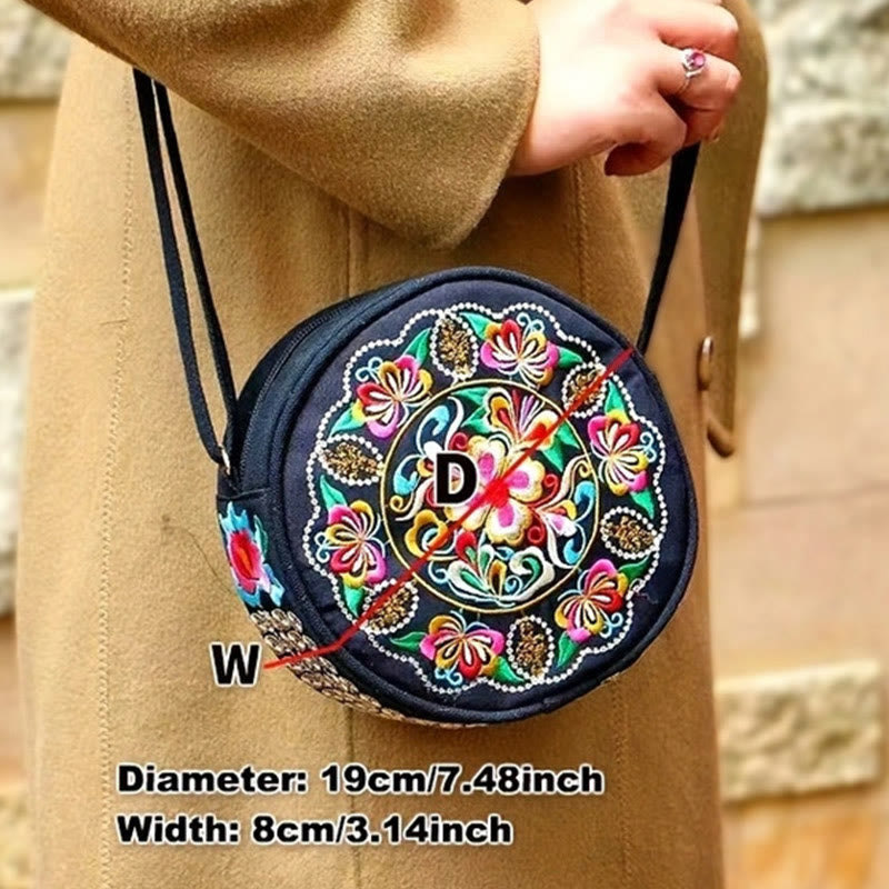 Buddha Stones Drzewo Pieniędzy Galsang Inula Kwiat Piwonia Róża Paw Dwustronny Haft Płótno Torebka Na Zakupy Torebka Torebka Crossbody