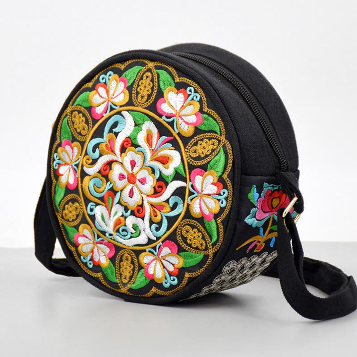 Buddha Stones Drzewo Pieniędzy Galsang Inula Kwiat Piwonia Róża Paw Dwustronny Haft Płótno Torebka Na Zakupy Torebka Torebka Crossbody