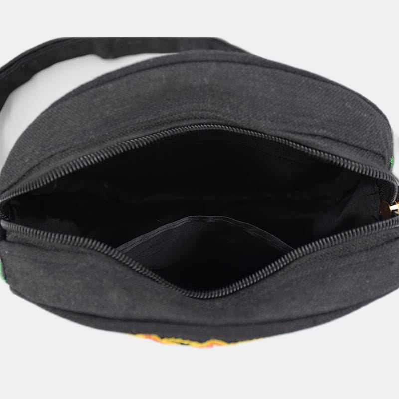 Buddha Stones Drzewo Pieniędzy Galsang Inula Kwiat Piwonia Róża Paw Dwustronny Haft Płótno Torebka Na Zakupy Torebka Torebka Crossbody