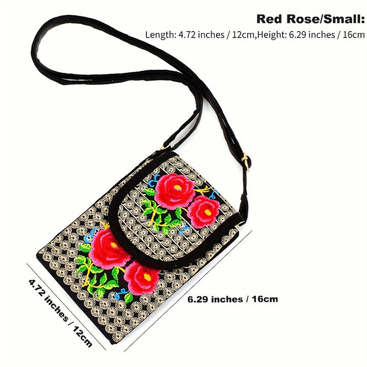 Buddha Stones Inula Kwiat Róża Haft Płócienny Plecak Torba Crossbody