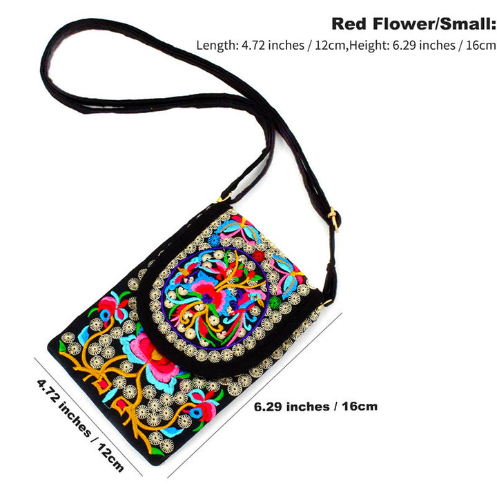 Buddha Stones Inula Kwiat Róża Haft Płócienny Plecak Torba Crossbody