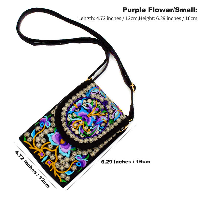 Buddha Stones Inula Kwiat Róża Haft Płócienny Plecak Torba Crossbody