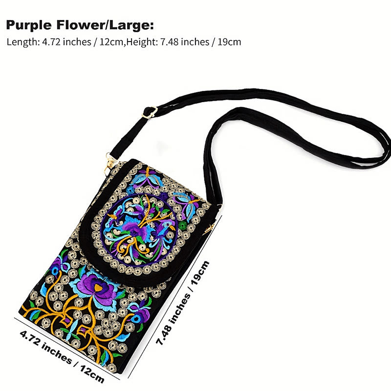 Buddha Stones Inula Kwiat Róża Haft Płócienny Plecak Torba Crossbody