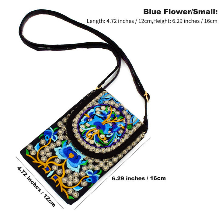 Buddha Stones Inula Kwiat Róża Haft Płócienny Plecak Torba Crossbody