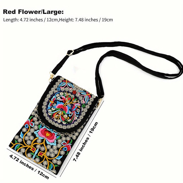 Buddha Stones Inula Kwiat Róża Haft Płócienny Plecak Torba Crossbody