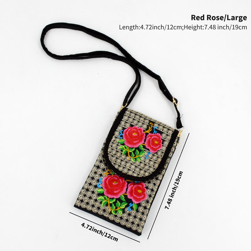 Buddha Stones Inula Kwiat Róża Haft Płócienny Plecak Torba Crossbody