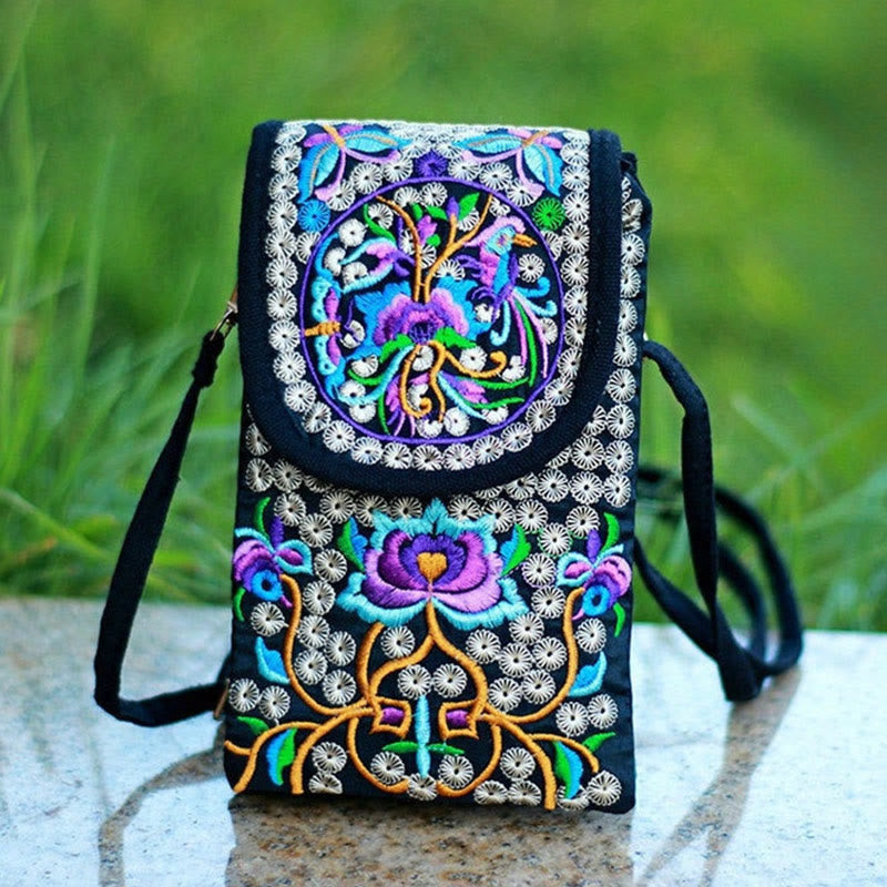 Buddha Stones Inula Kwiat Róża Haft Płócienny Plecak Torba Crossbody