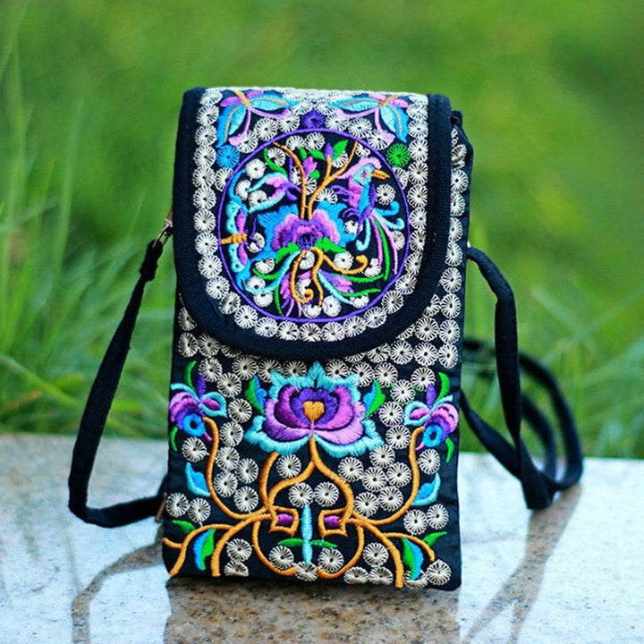 Buddha Stones Inula Kwiat Róża Haft Płócienny Plecak Torba Crossbody