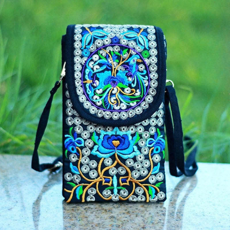 Buddha Stones Inula Kwiat Róża Haft Płócienny Plecak Torba Crossbody