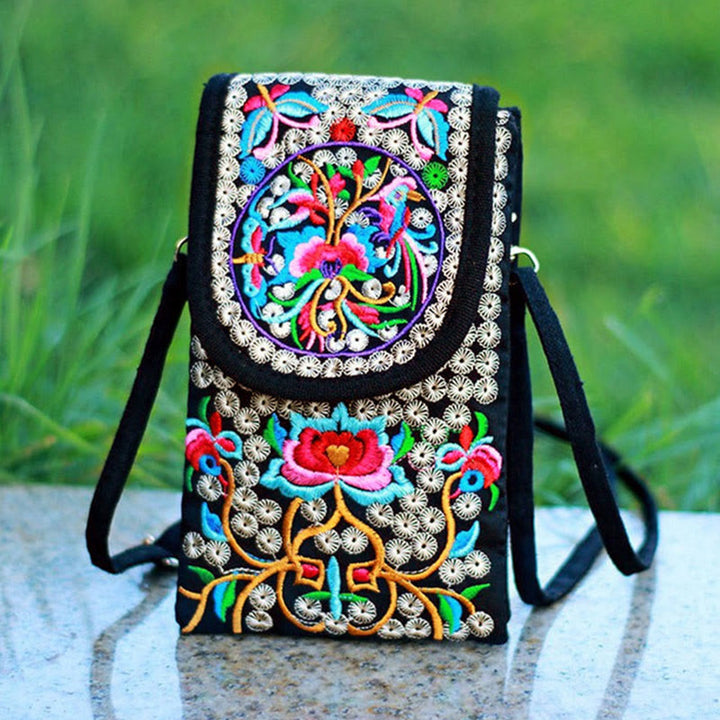 Buddha Stones Inula Kwiat Róża Haft Płócienny Plecak Torba Crossbody