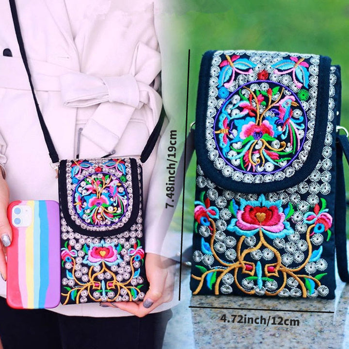 Buddha Stones Inula Kwiat Róża Haft Płócienny Plecak Torba Crossbody