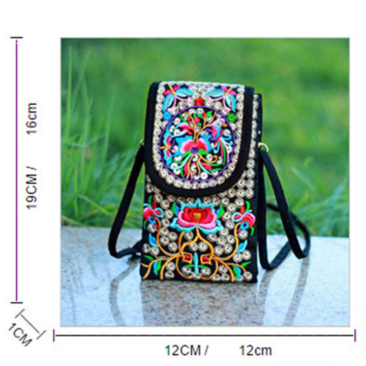 Buddha Stones Inula Kwiat Róża Haft Płócienny Plecak Torba Crossbody