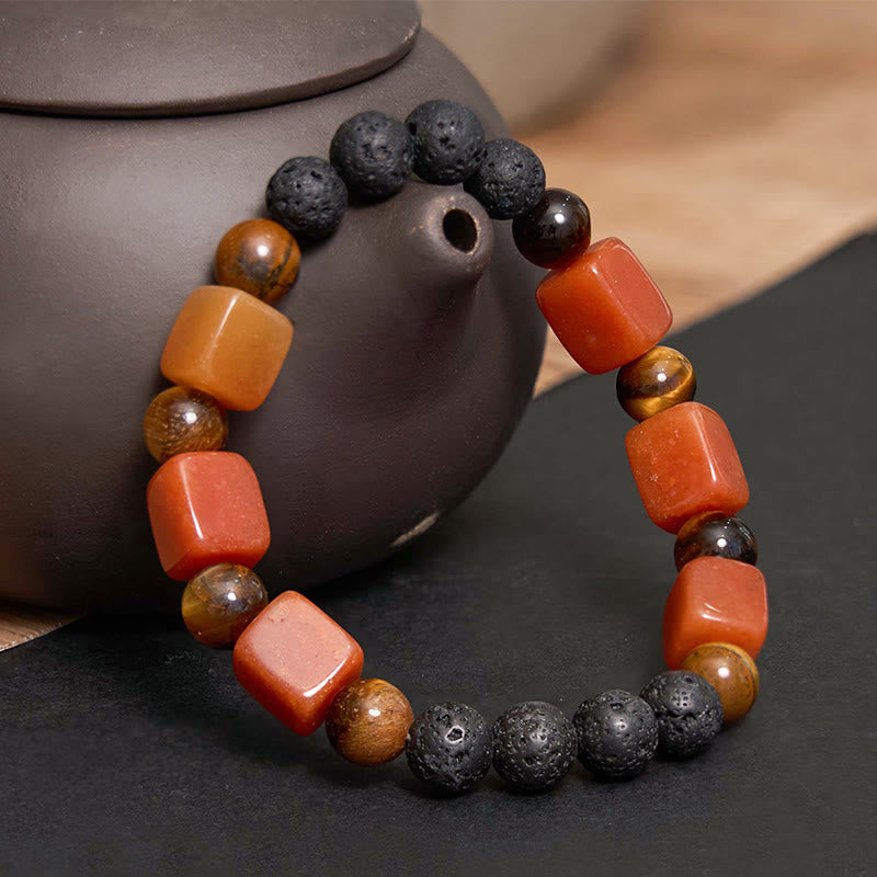 Buddha Stones Różne Kryształy Sześcian Ametyst Lava Rock Wsparcie Bransoletka