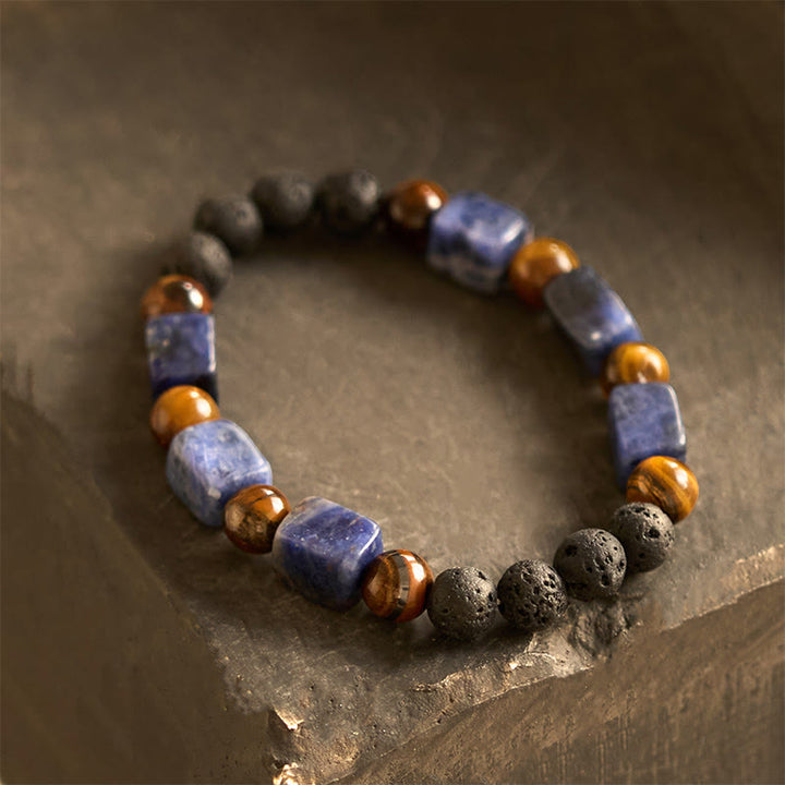 Buddha Stones Różne Kryształy Sześcian Ametyst Lava Rock Wsparcie Bransoletka