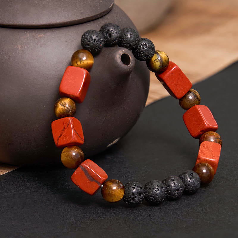 Buddha Stones Różne Kryształy Sześcian Ametyst Lava Rock Wsparcie Bransoletka