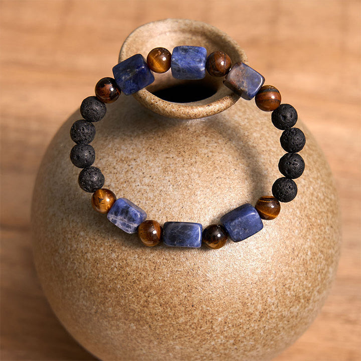 Buddha Stones Różne Kryształy Sześcian Ametyst Lava Rock Wsparcie Bransoletka