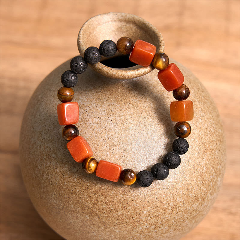 Buddha Stones Różne Kryształy Sześcian Ametyst Lava Rock Wsparcie Bransoletka