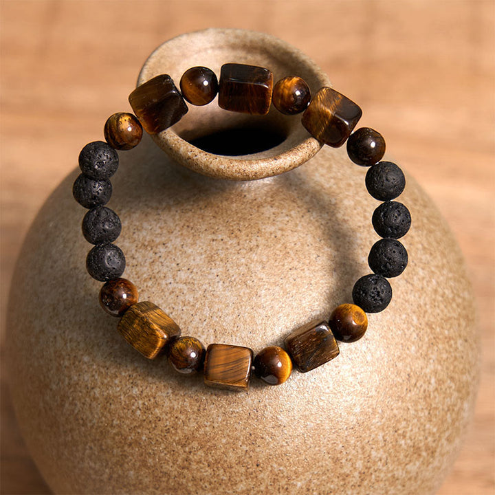 Buddha Stones Różne Kryształy Sześcian Ametyst Lava Rock Wsparcie Bransoletka