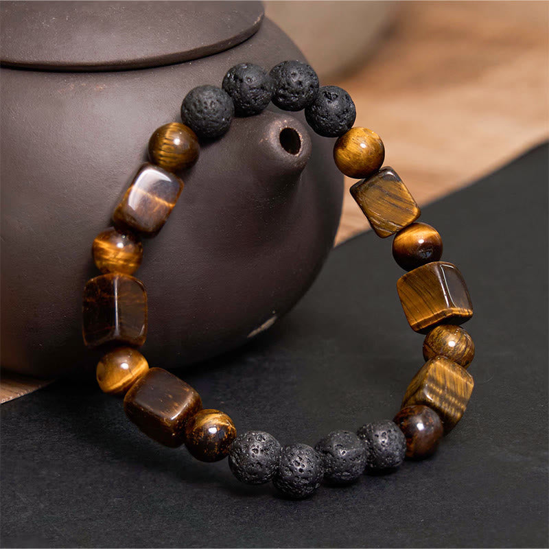 Buddha Stones Różne Kryształy Sześcian Ametyst Lava Rock Wsparcie Bransoletka